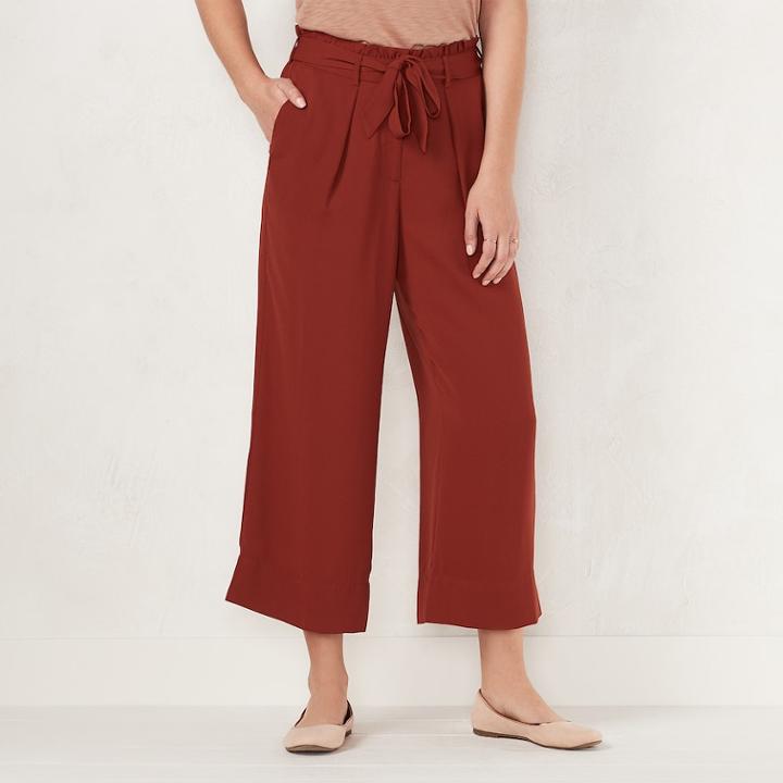 Women's Lc Lauren Conrad Wide-leg Crop Pants, Size: Medium, Dark Red