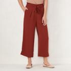 Women's Lc Lauren Conrad Wide-leg Crop Pants, Size: Medium, Dark Red