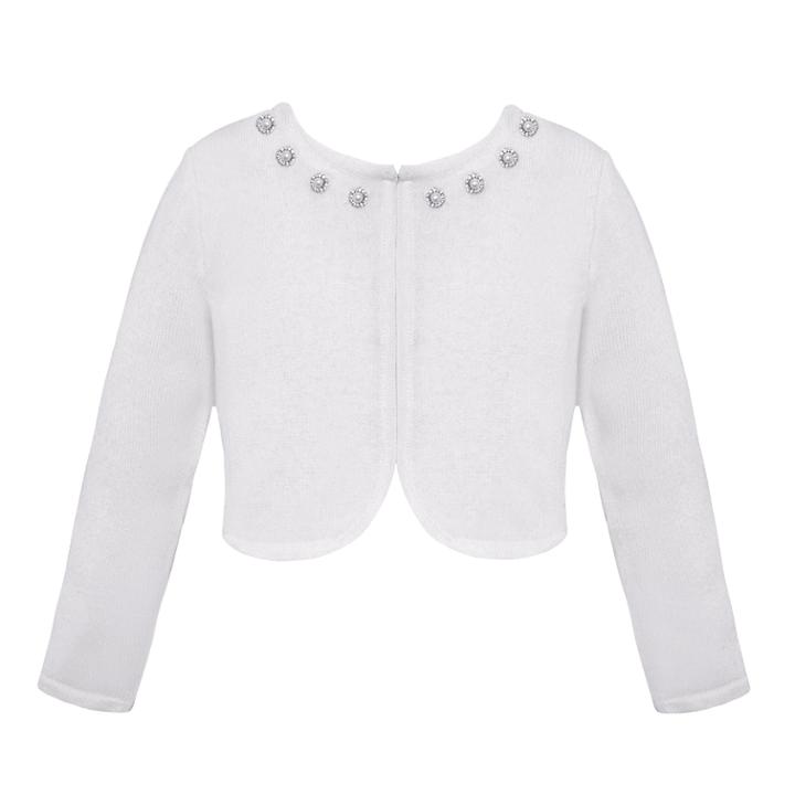 Girls 7-16 & Plus Size American Princess Jewel Neck Cardigan, Size: 12 1/2, White