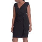 Plus Size Chaps Ruffled Faux-wrap Dress, Women's, Size: 18 W, Black