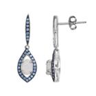 Sparkle Gem Sterling Silver Simulated White Opal & Blue Cubic Zirconia Linear Marquise Drop Earrings, Women's