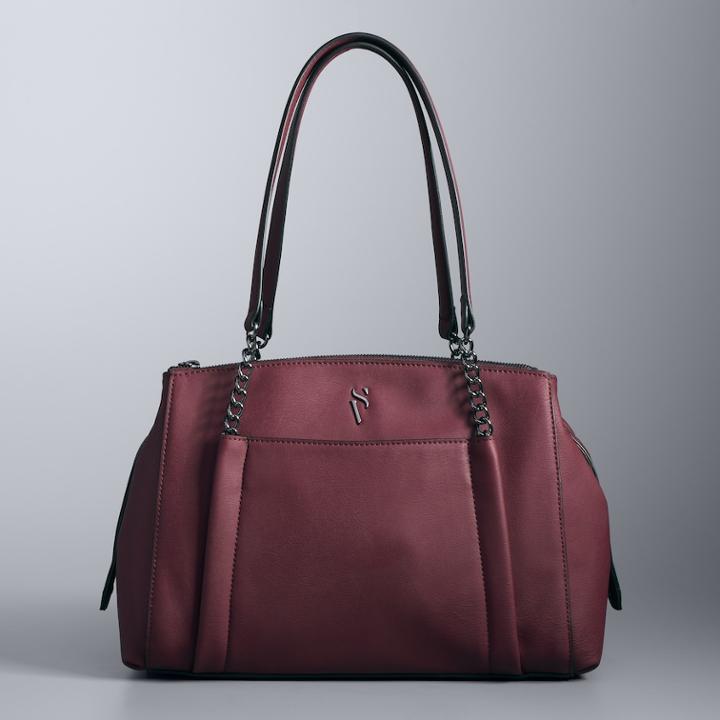 Simply Vera Vera Wang Gibbs Triple Compartment Satchel, Women's, Dark Pink