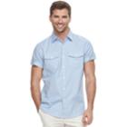 Men's Apt. 9&reg; Premier Flex Slim-fit Stretch Textured Woven Button-down Shirt, Size: Large Slim, Blue