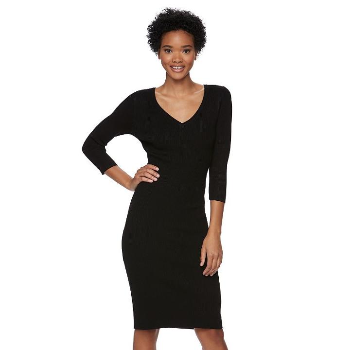 Juniors' Almost Famous Long Sleeve Sweaterdress, Girl's, Size: Xl, Black