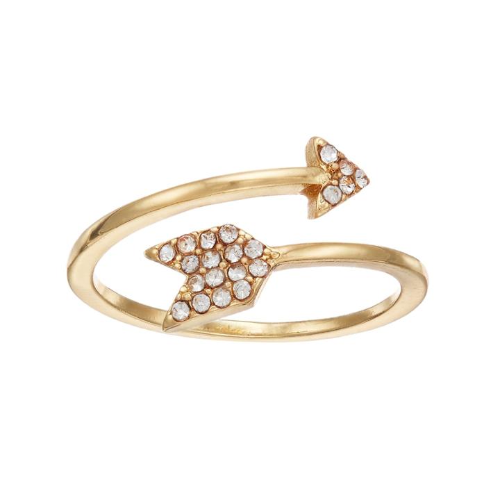 Lc Lauren Conrad Simulated Crystal Arrow Bypass Ring, Women's, Size: 7, Gold