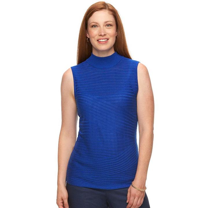 Petite Dana Buchman Sleeveless Mockneck Sweater, Women's, Size: L Petite, Med Blue