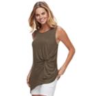Women's Apt. 9&reg; Knot Front Tank, Size: Medium, Dark Green