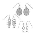 Apt. 9&reg; Twist, Hoop & Filigree Drop & Teardrop Earring Set, Women's, Silver