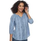 Women's Sonoma Goods For Life&trade; Smocked Challis Top, Size: Small, Dark Blue