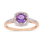 10k Rose Gold 1/8 Carat T.w. Diamond Amethyst Frame Ring, Women's, Size: 6, Purple