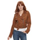 Women's Levi's Faux-suede Moto Jacket, Size: Medium, Dark Beige