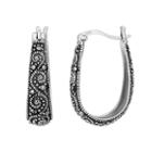 Tori Hill Sterling Silver Marcasite Swirl Graduated U-hoop Earrings, Women's, White