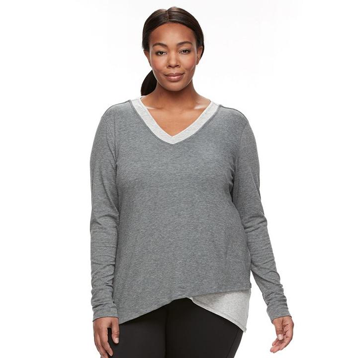 Plus Size Tek Gear&reg; Racerback Long Sleeve Tee, Women's, Size: 2xl, Turquoise/blue (turq/aqua)