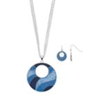 Open Circle Pendant & Drop Earring Set, Women's, Blue