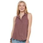 Juniors' Mudd&reg; Embroidered Twill Blouse, Girl's, Size: Xl, Beig/green (beig/khaki)