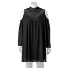 Juniors' Plus Size Heartsoul Crochet Yoke Cold Shoulder Dress, Girl's, Size: 1xl, Oxford