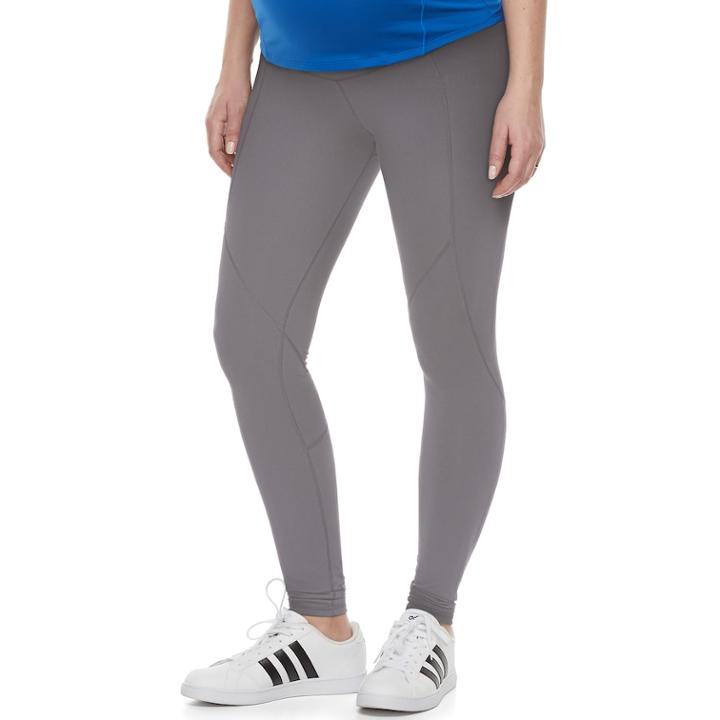 Maternity A:glow Belly Panel Workout Leggings, Women's, Size: L-mat, Med Grey