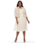 Plus Size Le Bos Sequin Trim Dress & Jacket Set, Women's, Size: 14 W, Dark Brown