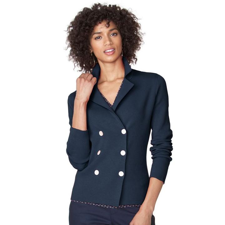 Women's Chaps Button-front Jacket, Size: Xs, Blue (navy)