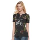 Women's Rock & Republic&reg; Lace-up Graphic Tee, Size: Xl, Med Grey