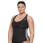 Plus Size Adidas Light As Heather Sporty Tankini Top, Women's, Size: 1xl, Black