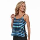Women's Croft & Barrow&reg; Printed Crochet Tankini Top, Size: 16, Turquoise/blue (turq/aqua)
