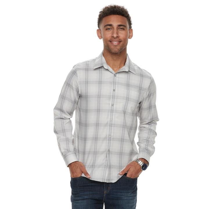 Men's Apt. 9® Premier Flex Slim-fit Stretch Button-down Shirt, Size: Xxl Slim, Light Grey