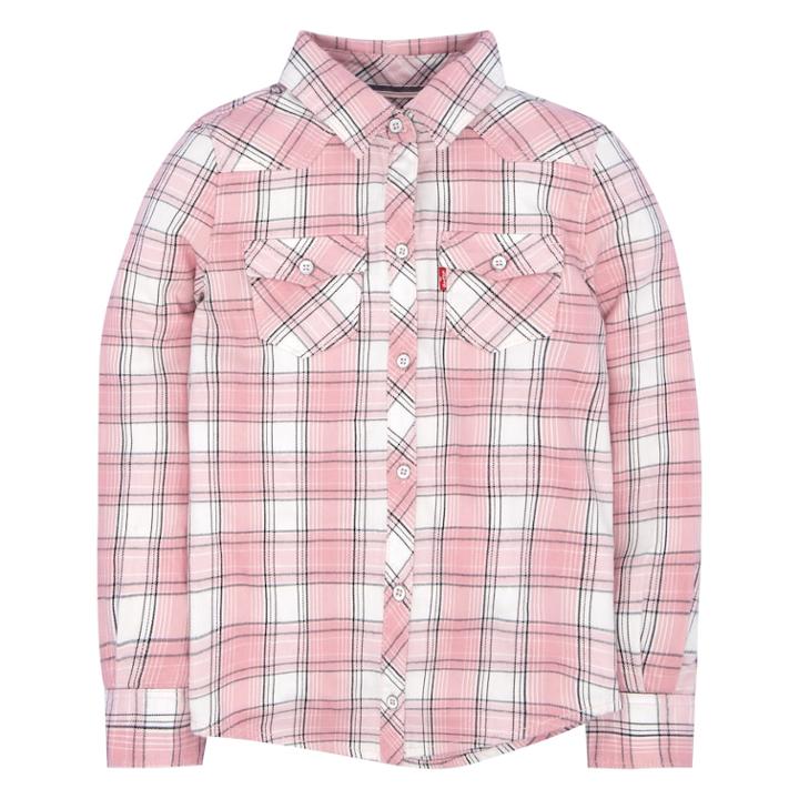Girls 4-6x Levi's&reg; Pink Western Plaid Shirt, Size: 6, Light Pink