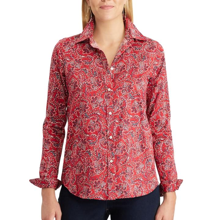 Petite Chaps No Iron Shirt, Women's, Size: L Petite, Red