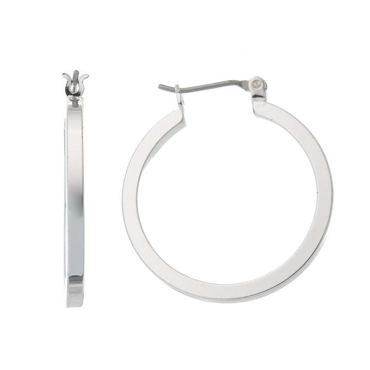 Napier Silver-tone Flattened Hoop Earrings, Women's, Grey