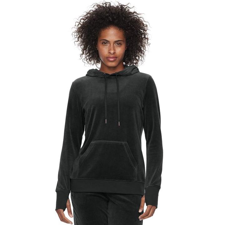 Women's Tek Gear&reg; Velour Hoodie, Size: Xl, Black