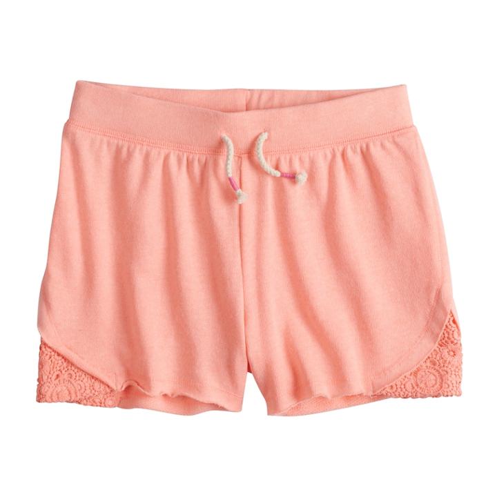 Girls 7-16 So&reg; Crochet Trim Shorts, Size: 10, Brt Orange