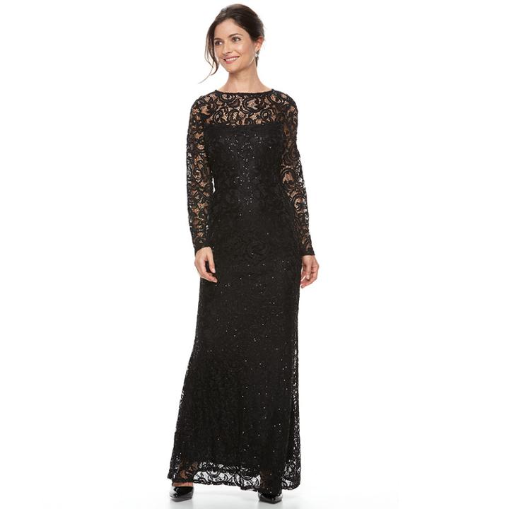Women's Helene Blake Sequin Lace Evening Dress, Size: 8, Black