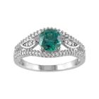 Lab-created Emerald & 1/4 Carat T.w. Diamond Engagement Ring In 10k White Gold, Women's, Size: 6, Green