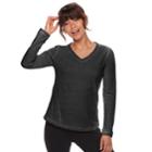 Petite Tek Gear&reg; Long Sleeve Microfleece Top, Women's, Size: L Petite, Black