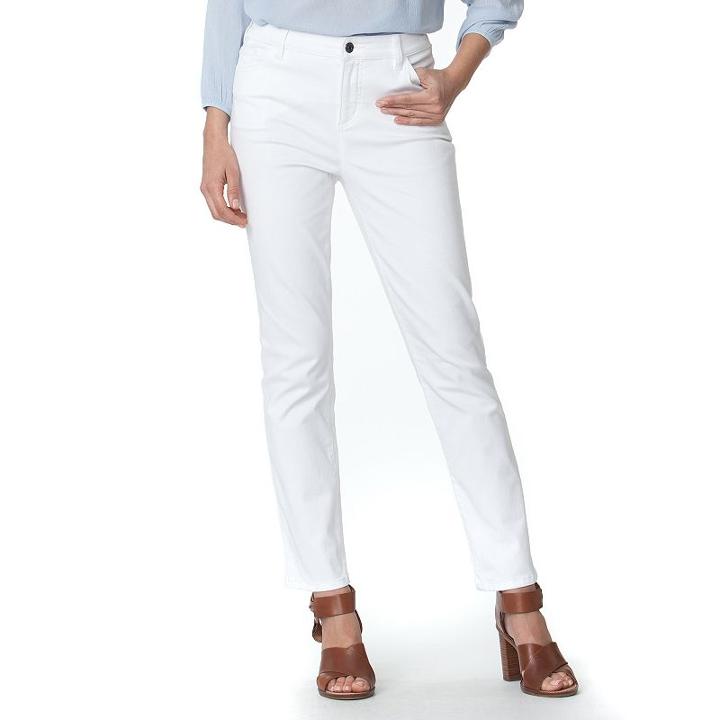Women's Chaps Release-hem Crop Skinny Jeans, Size: 8, White