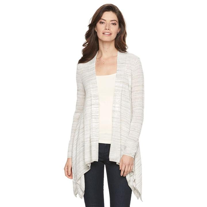 Women's Dana Buchman Space-dye Flyaway Cardigan, Size: Medium, Med Beige
