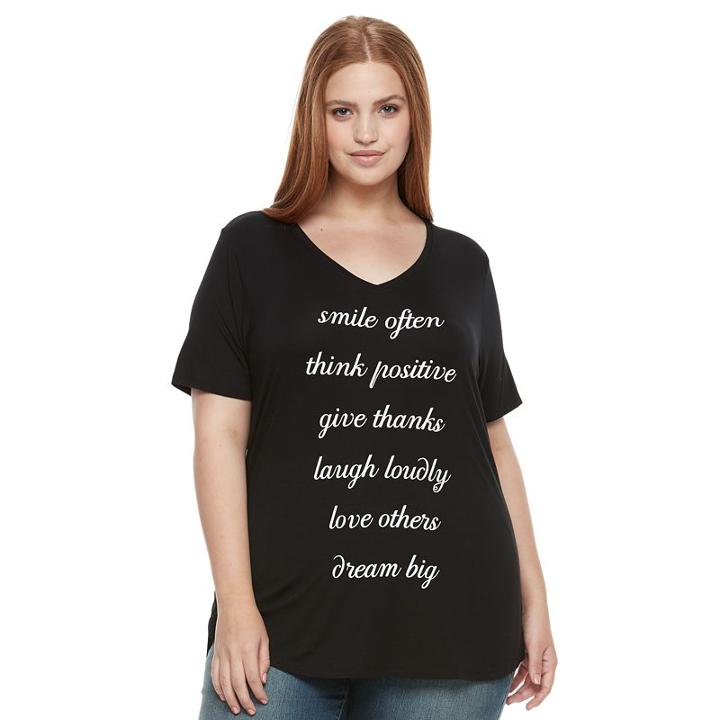 Plus Size Apt. 9&reg; Graphic V-neck Tee, Women's, Size: 3xl, Oxford