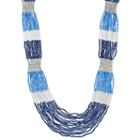 Long Blue Colorblock Multi Strand Necklace, Women's