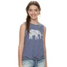 Juniors' Grayson Threads Hamsa Elephant Tie-front Tank, Teens, Size: Large, Blue (navy)