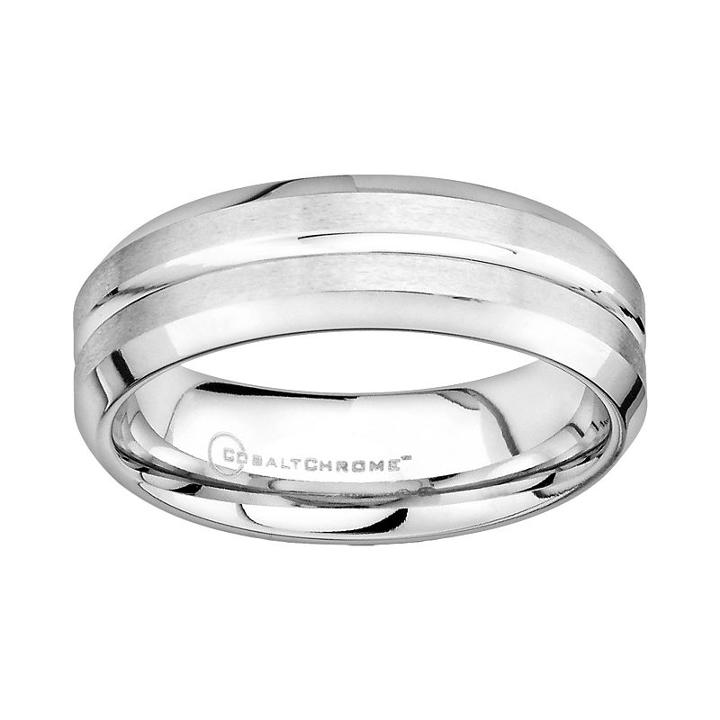 Cobalt Chrome Beveled Wedding Band - Men, Size: 6.50, Grey