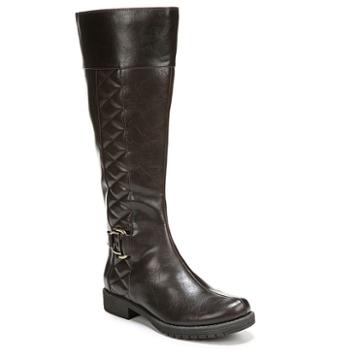 Lifestride Marvelous Women's Quilted Tall Riding Boots, Size: 11 Wide, Brown