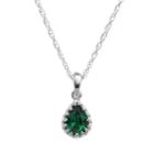 Tiara Sterling Silver Lab-created Emerald Teardrop Pendant, Women's, Size: 18, Green