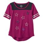 Girls 7-16 & Plus Size So&reg; Sequin Graphic Varsity Tee, Girl's, Size: 14, Med Purple