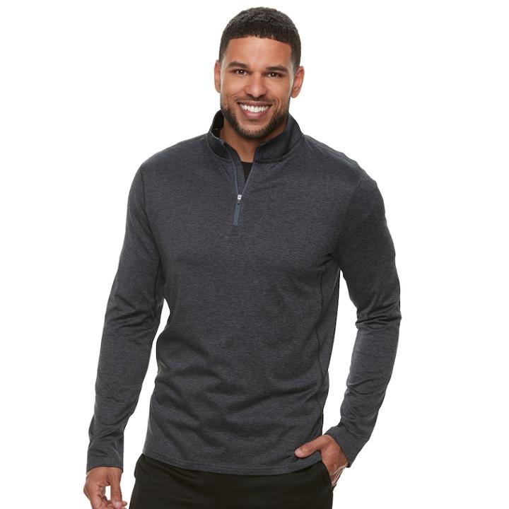 Men's Tek Gear Stretch Quarter-zip Top, Size: Large, Black