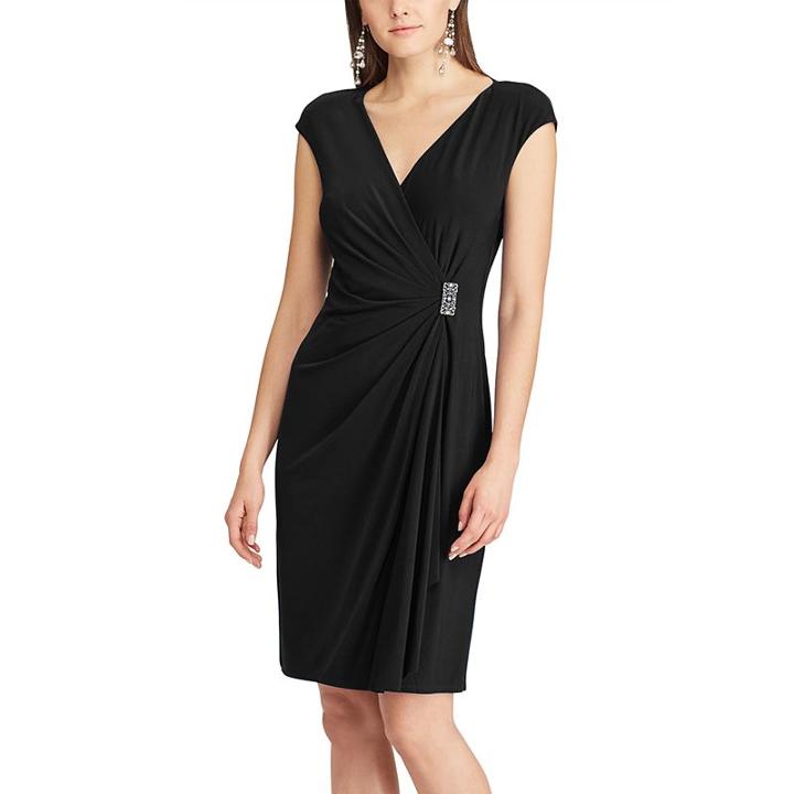 Women's Chaps Embellished Ruffle Sheath Dress, Size: Xs, Black