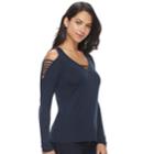 Women's Rock & Republic&reg; Strappy Cold-shoulder Tee, Size: Xl, Blue (navy)