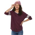 Juniors' So&reg; Long Sleeve Varsity Tee, Teens, Size: Medium, Drk Purple