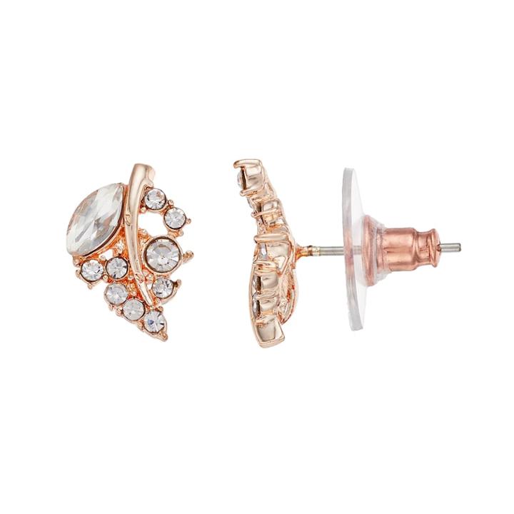 Lc Lauren Conrad Simulated Crystal Leaf Nickel Free Stud Earrings, Women's, Light Pink