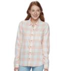 Juniors' So&reg; Plaid Lurex Shirt, Teens, Size: Xl, Lt Orange